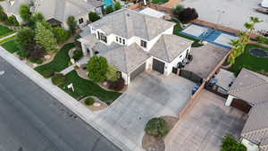 Aerial perspective of suburban area