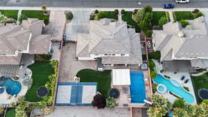 Drone / aerial view of a pool area