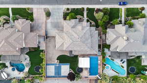 Bird's eye view of a pool area