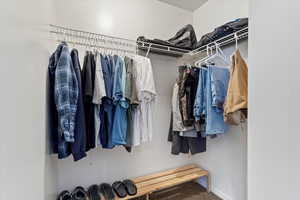 Spacious closet featuring carpet