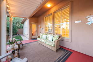 View of patio / terrace featuring fence and outdoor lounge area