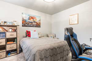 Bedroom with carpet floors