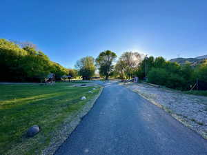 View of street with a mountain view