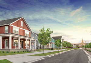 View of front of house with a porch and board and batten siding