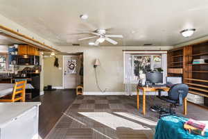 Main living area - flooring used is eco-friendly, including marmoleum in the kitchen