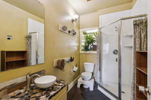 Bathroom with stand up shower & on demand hot water