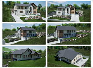 Renderings of the home the sellers had designed for the property.  Plans are available or you can design your own!
