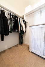 Walk in closet with carpet