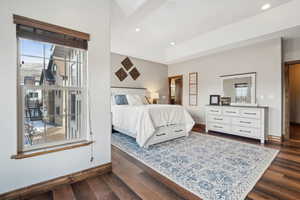 Bedroom featuring dark hardwood / wood-style floors