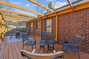 Wooden terrace with outdoor dining space