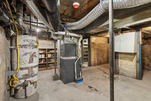 Unfinished basement with new furnace & water heater