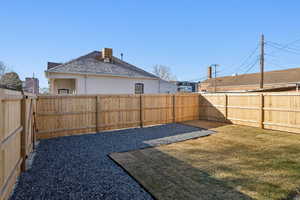 View of yard with new cedar fence