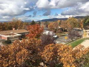 Drone / aerial view with a mountain view