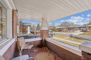 View of patio with covered porch