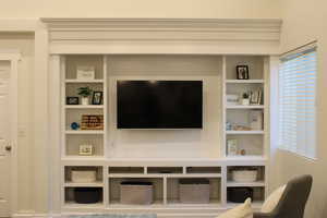 Living room with built in features