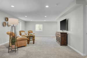 Family room featuring recessed lighting