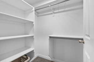 Walk in closet featuring carpet