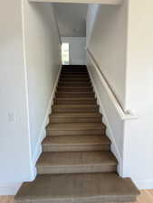 Stairway with wood finished floors