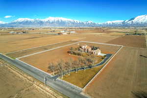 Aerial view with a rural view and a mountain view