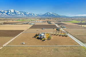 Drone / aerial view featuring a rural view and a mountain view