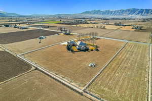 Aerial view with a rural view and a mountain view