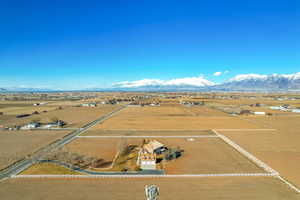 Bird's eye view featuring a rural view and a mountain view