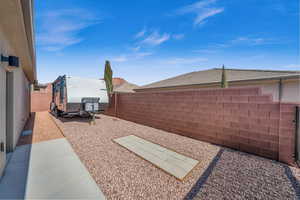 View of yard with a fenced backyard