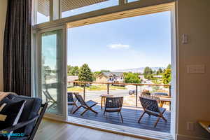 The windows open up to allow you entrance to the exterior balcony/deck.