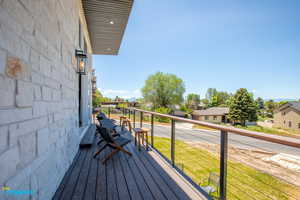 Different angle of the elongated balcony/deck.