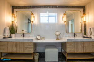 Details of the his and her sink in the ensuite master bathroom.