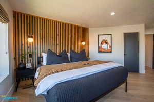 Details of the accent wall of the master bedroom and door to the walk in closet.