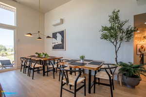 Beautiful wooden tables fill the dining space. Mini split also in this area to help with temperature control.