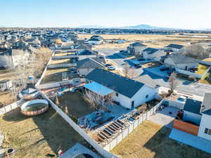 Aerial view featuring a residential view and a mountain view