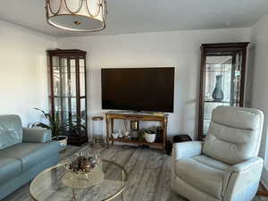 Living room with wood finished floors