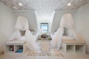 Bedroom featuring recessed lighting and crown molding