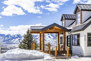 Bedroom featuring a mountain view