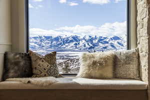 Interior space featuring a mountain view