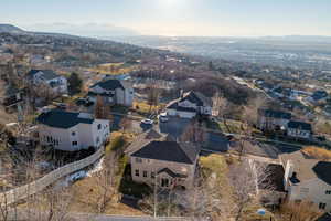 Drone / aerial view featuring a mountain view and a residential view