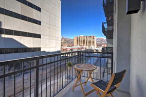 Balcony with a view of city