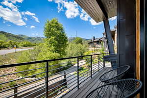 Balcony with a mountain view