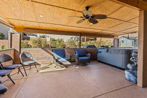 View of patio with included hot tub