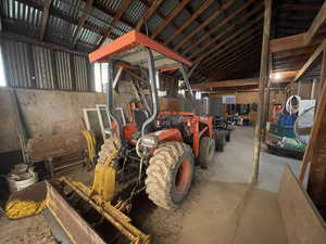 Garage with metal wall