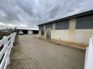 View of horse barn