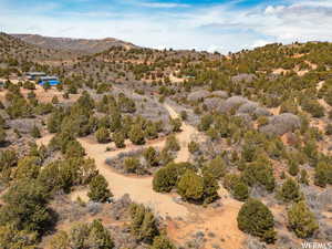 Drone / aerial view featuring a mountain view