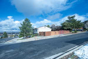 View of road with sidewalks and curbs