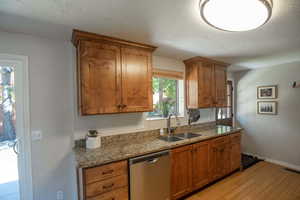 Kitchen with view of the backyard