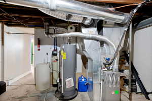 Utility room featuring water heater