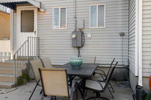 View of patio featuring outdoor dining area