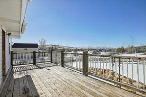 View of snow covered deck