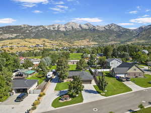 Birds eye view of property featuring a residential view and a mountain view